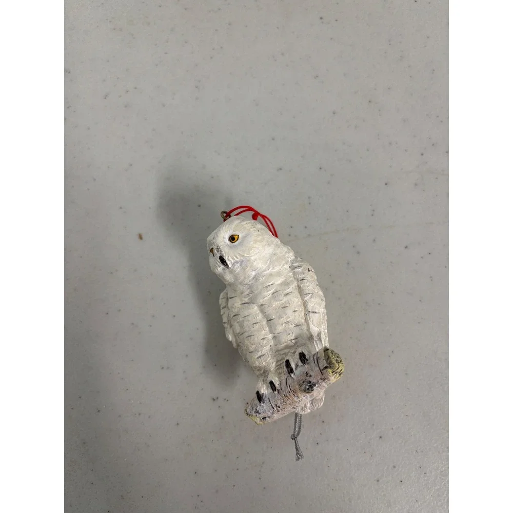 Vintage Snowy Owl‎ Christmas Ornament on Birch Branch Holiday Decor